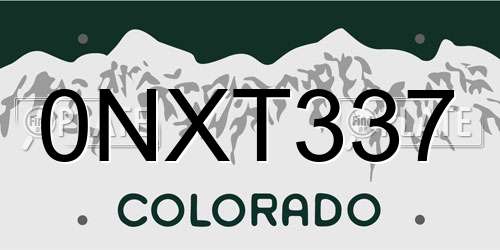 0NXT337 Colorado License Plate