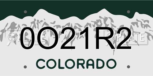 0O21R2 Colorado License Plate