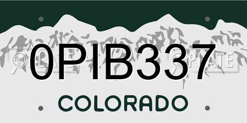 0PIB337 Colorado License Plate