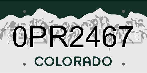 0PR2467 Colorado License Plate