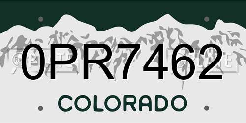 0PR7462 Colorado License Plate