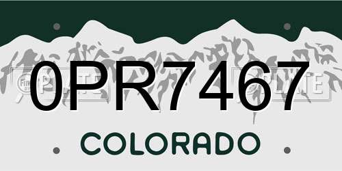 0PR7467 Colorado License Plate