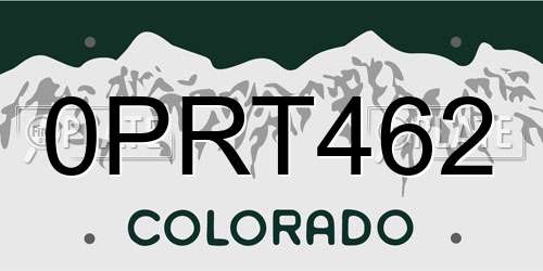 0PRT462 Colorado License Plate