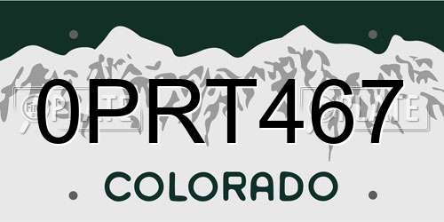 0PRT467 Colorado License Plate