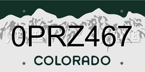 0PRZ467 Colorado License Plate