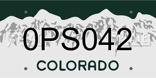 0PS042 Colorado License Plate