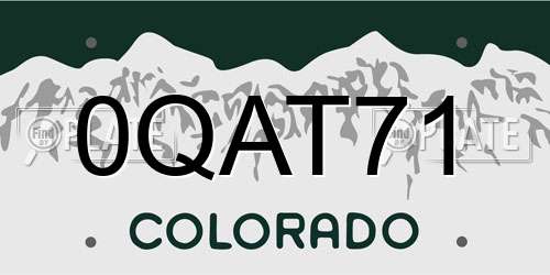 0QAT71 Colorado License Plate