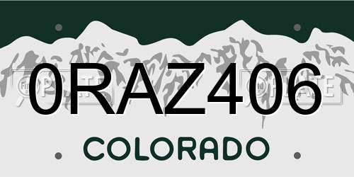 0RAZ406 Colorado License Plate