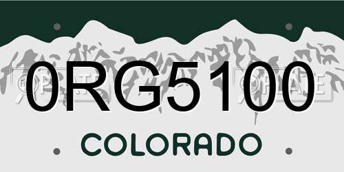 0RG5100 Colorado License Plate