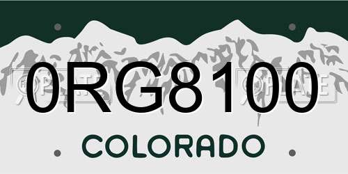 0RG8100 Colorado License Plate