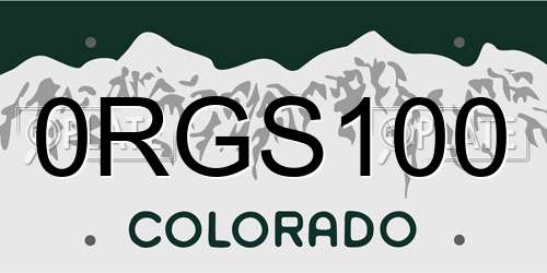 0RGS100 Colorado License Plate