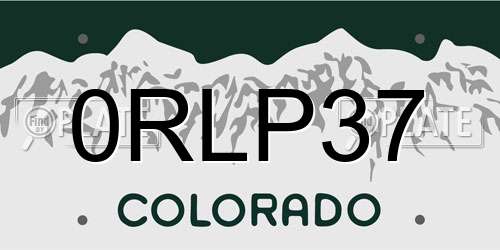 0RLP37 Colorado License Plate