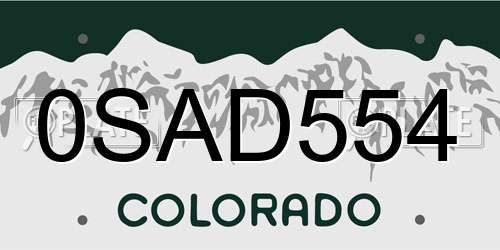 0SAD554 Colorado License Plate