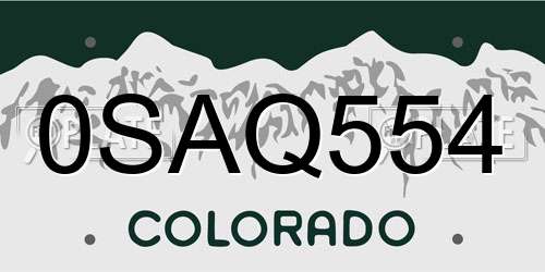 0SAQ554 Colorado License Plate
