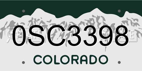 0SC3398 Colorado License Plate