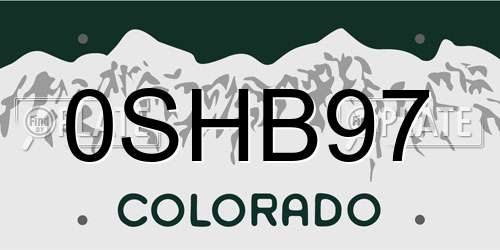 0SHB97 Colorado License Plate