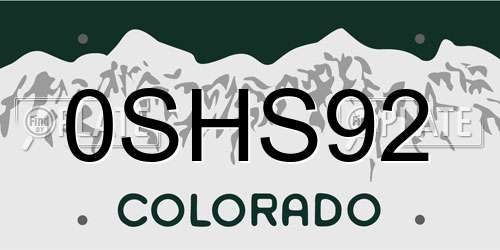 0SHS92 Colorado License Plate