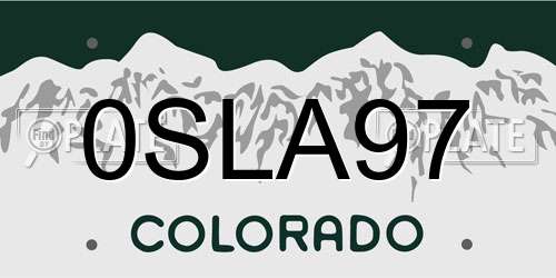 0SLA97 Colorado License Plate