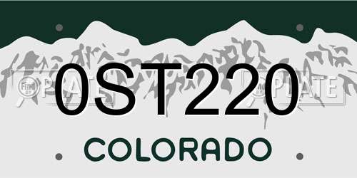 0ST220 Colorado License Plate