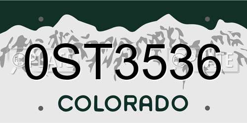 0ST3536 Colorado License Plate