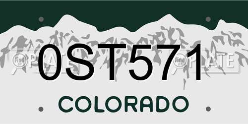 0ST571 Colorado License Plate