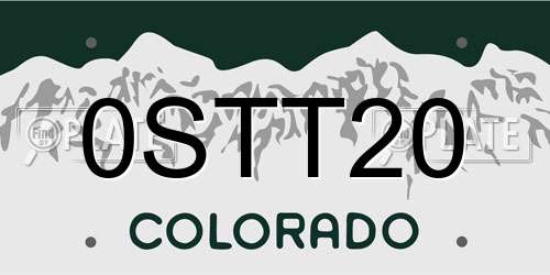0STT20 Colorado License Plate