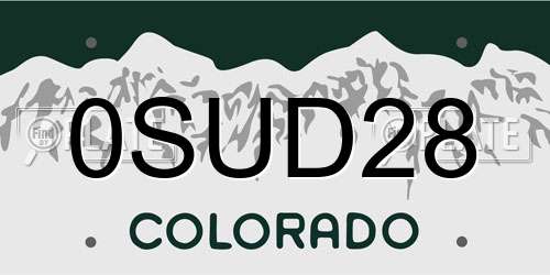 0SUD28 Colorado License Plate
