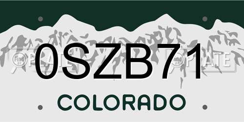 0SZB71 Colorado License Plate