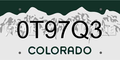 0T97Q3 Colorado License Plate