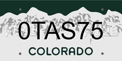 0TAS75 Colorado License Plate