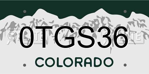 0TGS36 Colorado License Plate