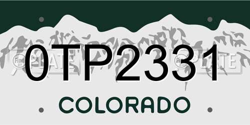 0TP2331 Colorado License Plate