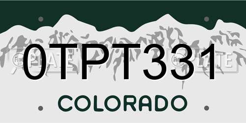 0TPT331 Colorado License Plate