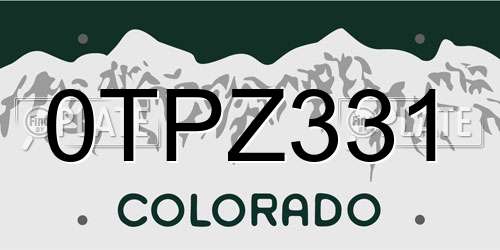 0TPZ331 Colorado License Plate