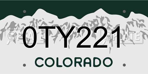 0TY221 Colorado License Plate