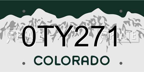 0TY271 Colorado License Plate
