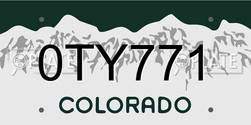 0TY771 Colorado License Plate