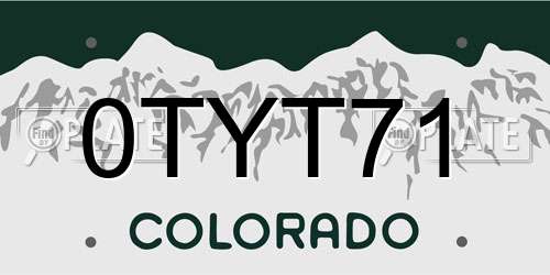 0TYT71 Colorado License Plate