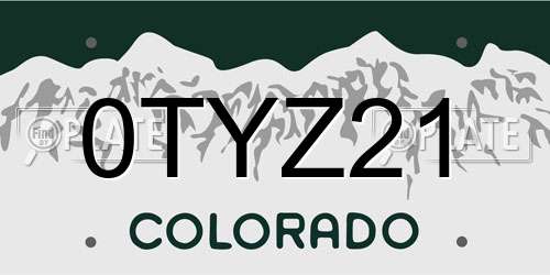 0TYZ21 Colorado License Plate