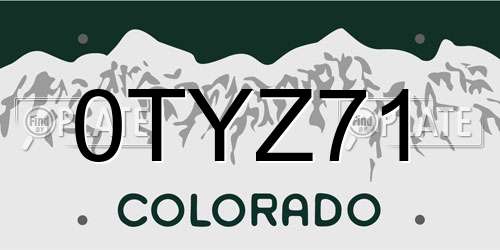 0TYZ71 Colorado License Plate