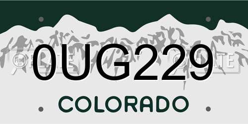 0UG229 Colorado License Plate