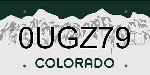 0UGZ79 Colorado License Plate