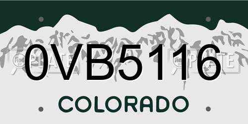 0VB5116 Colorado License Plate