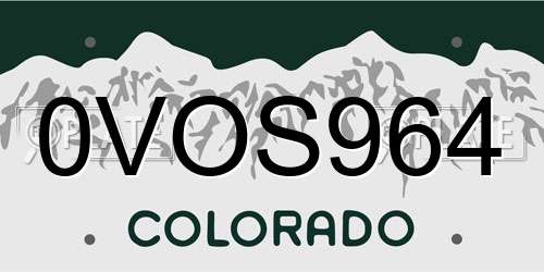 0VOS964 Colorado License Plate