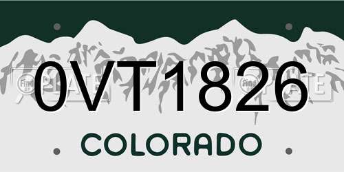 0VT1826 Colorado License Plate