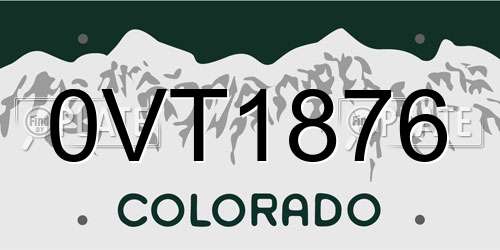 0VT1876 Colorado License Plate