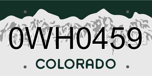 0WH0459 Colorado License Plate