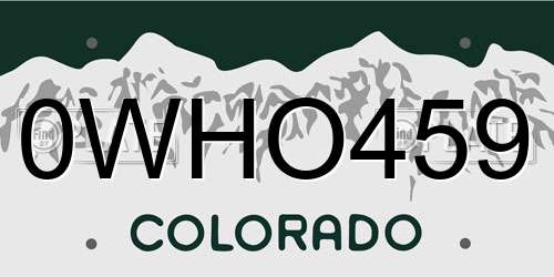 0WHO459 Colorado License Plate