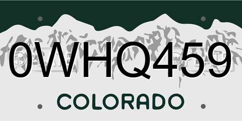 0WHQ459 Colorado License Plate