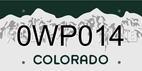 0WP014 Colorado License Plate
